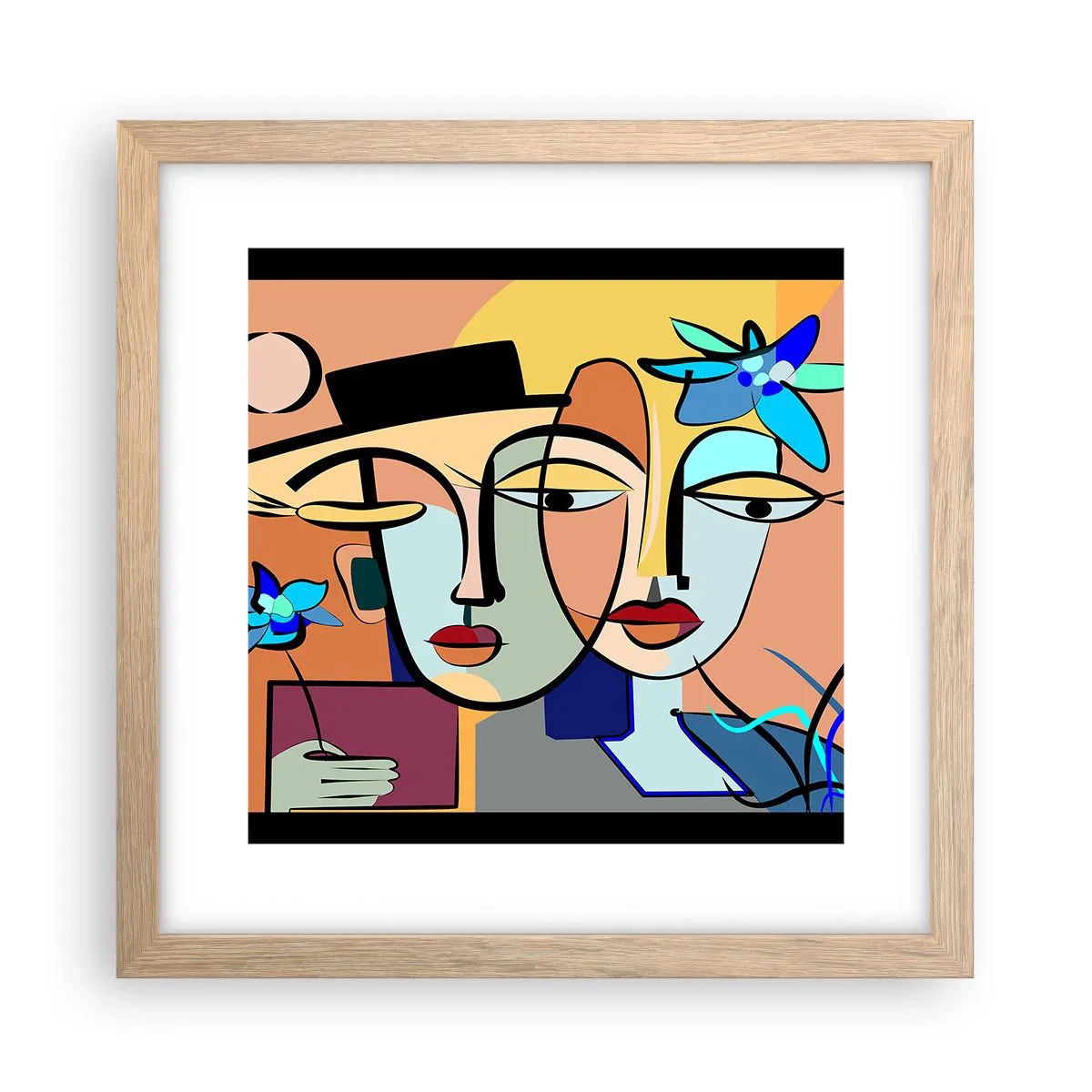 Een poster in een licht eiken lijst - Picasso's randez-vous - 30x30 cm