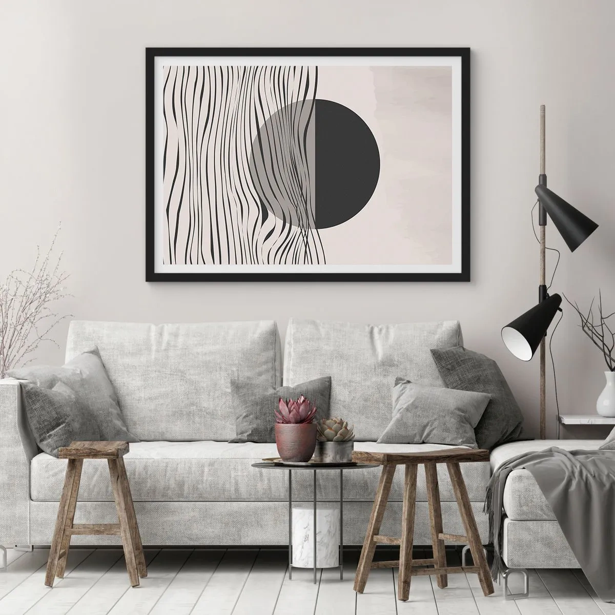 Poster in een zwarte lijst - Halve compositie - 50x40 cm