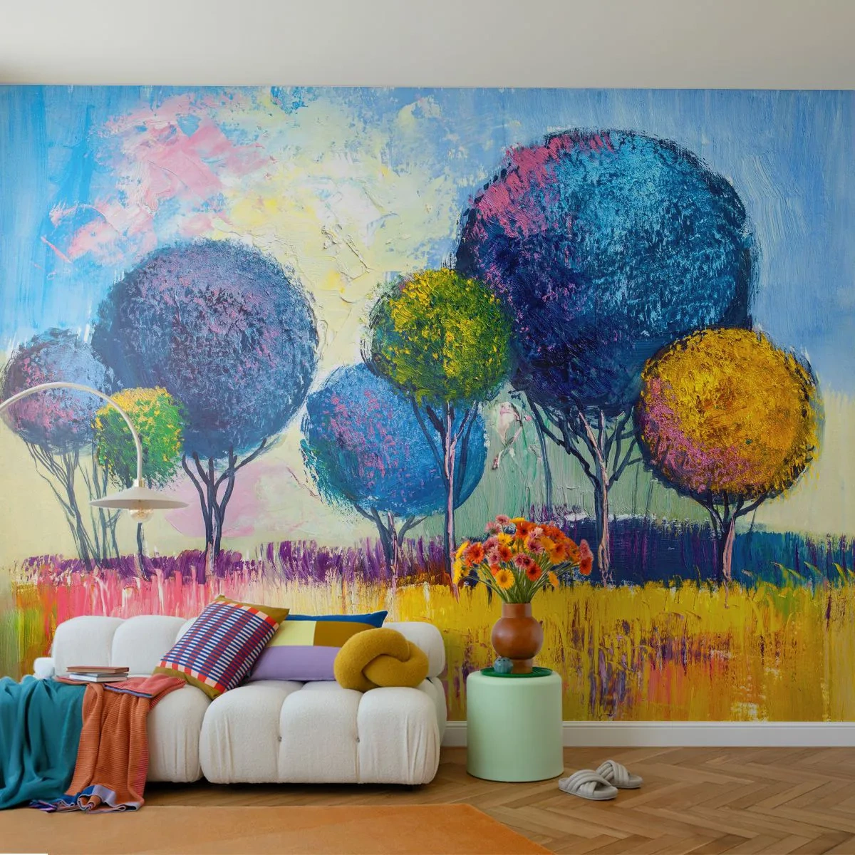 Fotobehang Premium Canvas - Bol - de vorm van het ideaal - Abstractie, Landschap, Grafisch - 250x175 cm