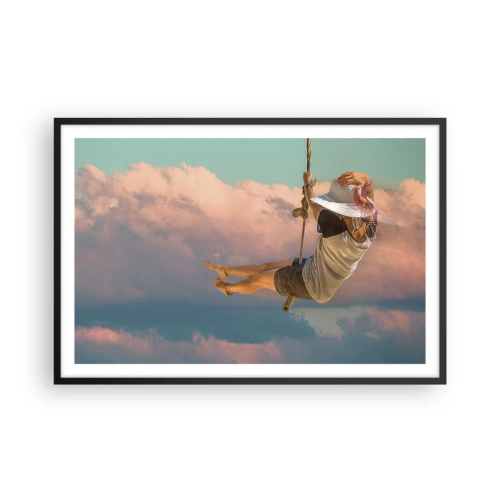 Poster in een zwarte lijst - Plezier in de wolken - 91x61 cm