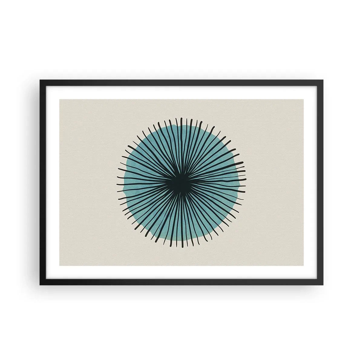 Poster in een zwarte lijst - Stralend in het blauw - 70x50 cm