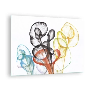 Schilderen op glas - Kleurrijke, doorschijnende bloemen in een artistieke stijl - 70x50cm - Bloemen met een ziel - Moderne wanddecoratie voor woonkamer en slaapkamer ARTTOR