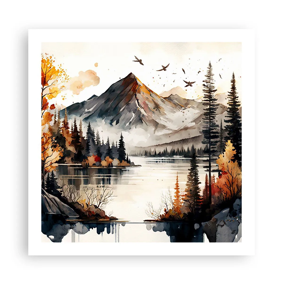Poster - Gouden herfst in de bergen - 60x60 cm