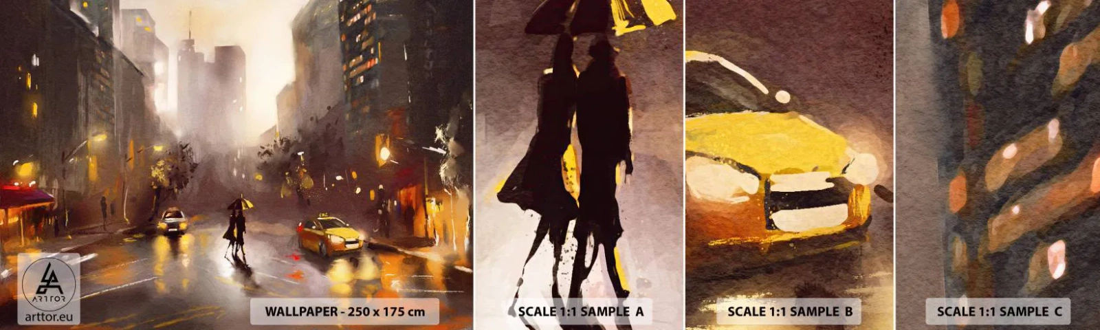 Fotobehang Monster Zelfklevend Deluxe Sticker - In de lichten van New York - New York, Manhattan, Architectuur - 100x30 cm