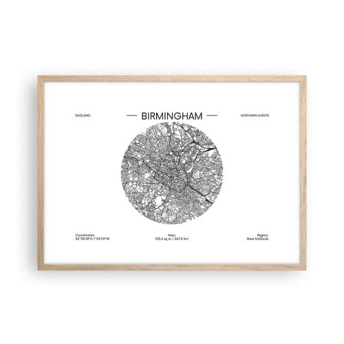 Een poster in een licht eiken lijst - Anatomie van Birmingham - 70x50 cm