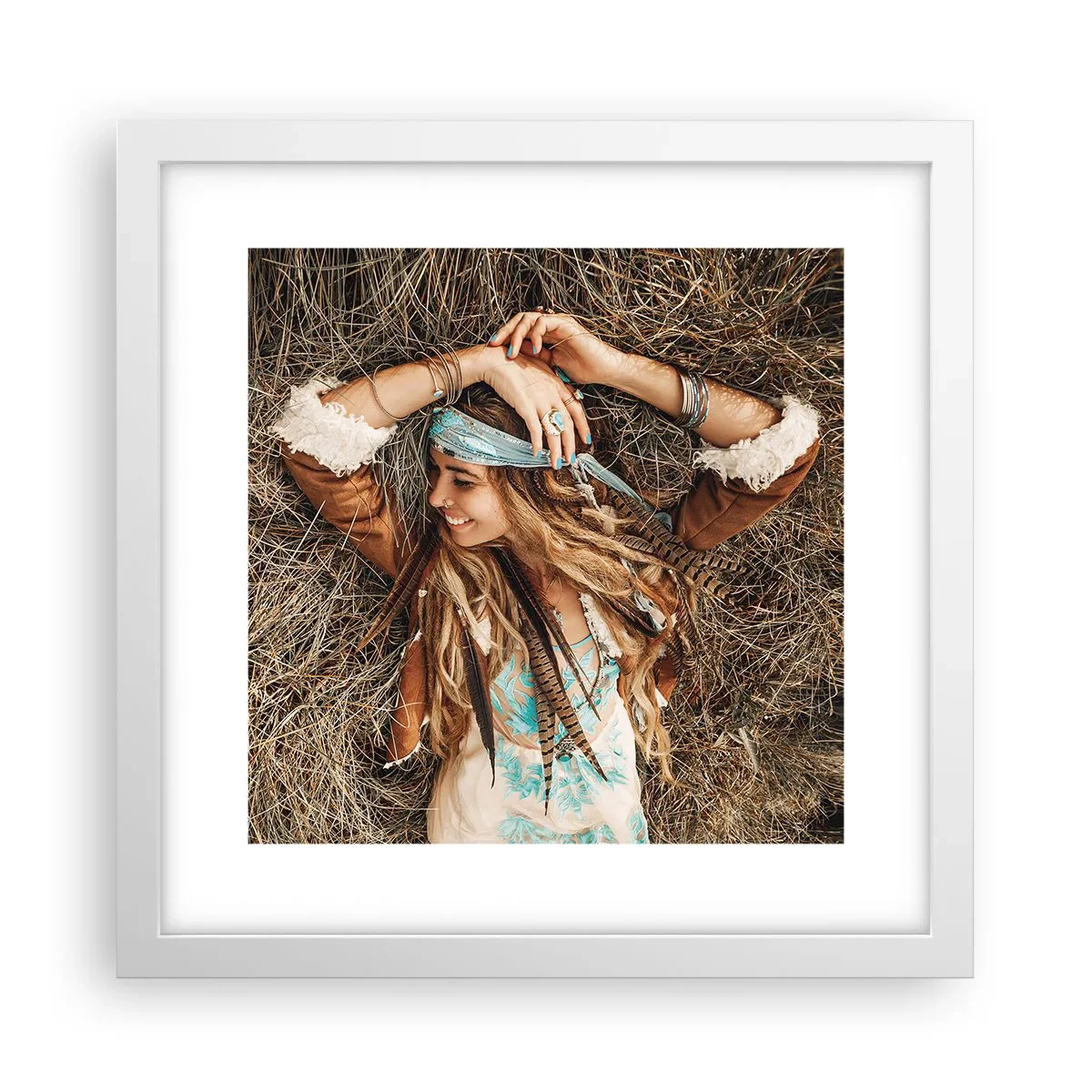 Poster in een witte lijst - Op weg naar de zomer van de liefde - 30x30 cm