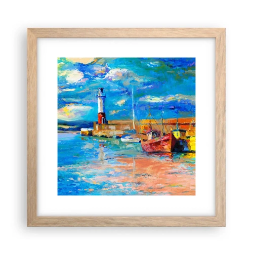 Een poster in een licht eiken lijst - Een middag in de regenboogbaai - 30x30 cm