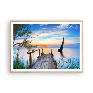 Een poster in een licht eiken lijst - Goedeavond - 100x70 cm