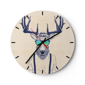 Wandklok - Klok - Hert met een hipsterzonnebril - 30x30cm - Wie had je verwacht? - Moderne wanddecoratie voor woonkamer, keuken en slaapkamer ARTTOR