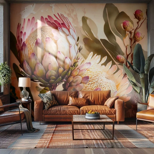 Fotobehang Premium Canvas - Teeder omarmd - Bloemen, Planten, Plantkunde - 450x315 cm