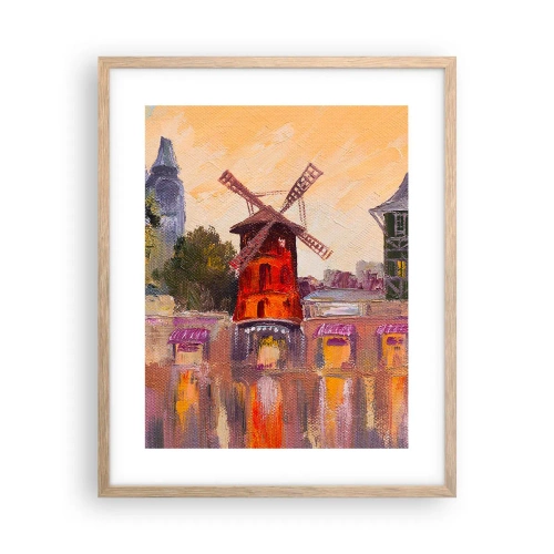 Een poster in een licht eiken lijst - Parijse iconen – Moulin Rouge - 40x50 cm