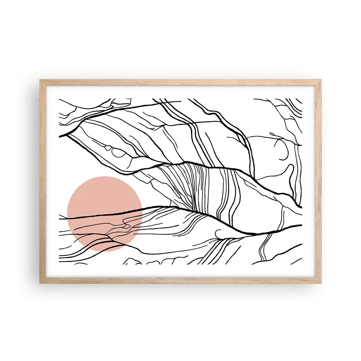 Een poster in een licht eiken lijst - In een web van twijgen - 70x50 cm