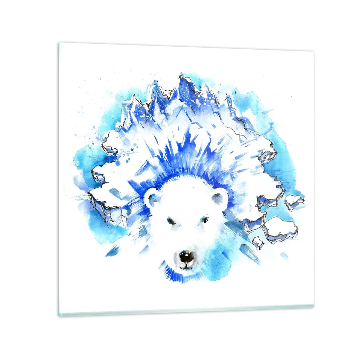 Schilderen op glas - De koning van het Noordpoolgebied in een ijskroon - 50x50 cm