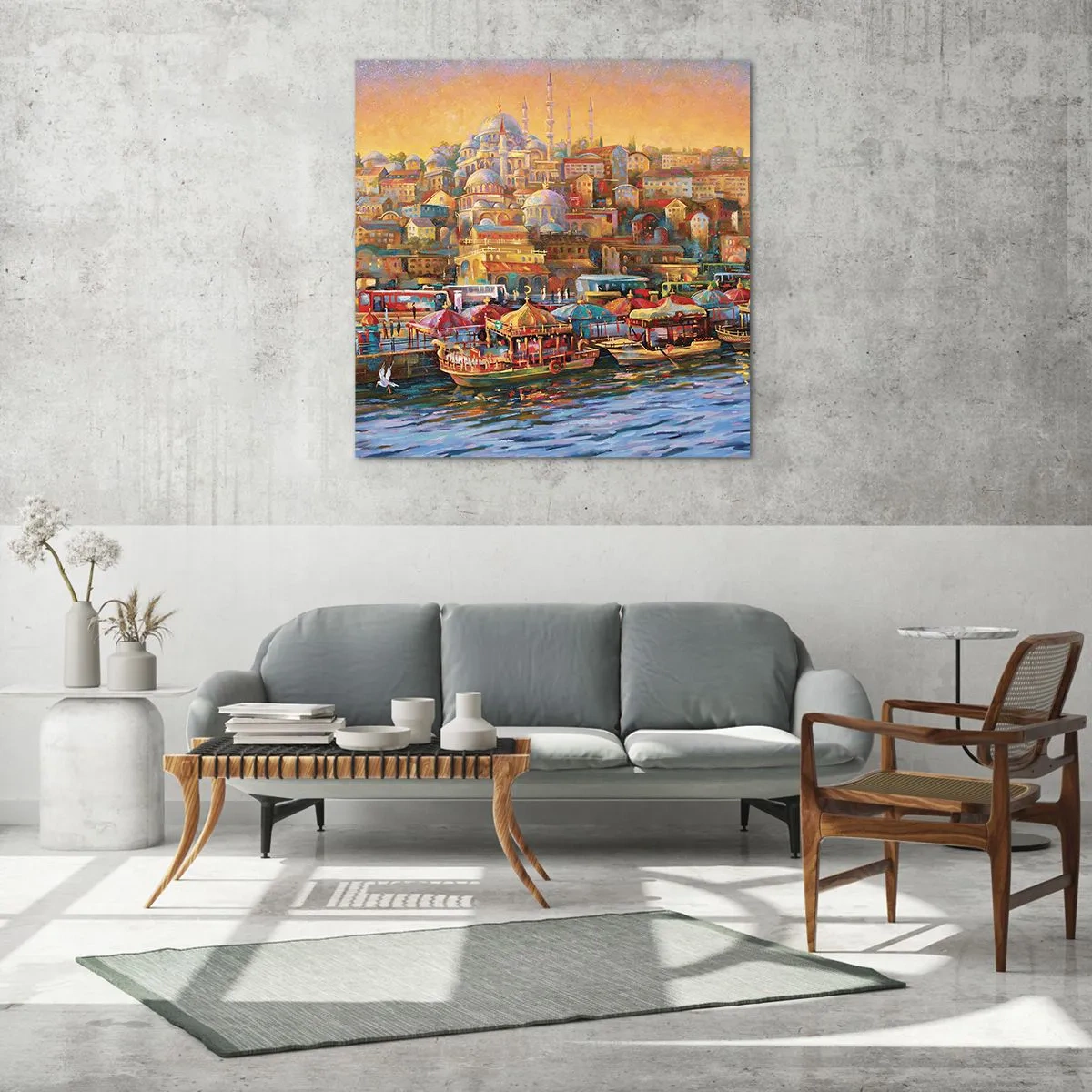 Schilderen op glas - Istanboel verhaal - 70x70 cm