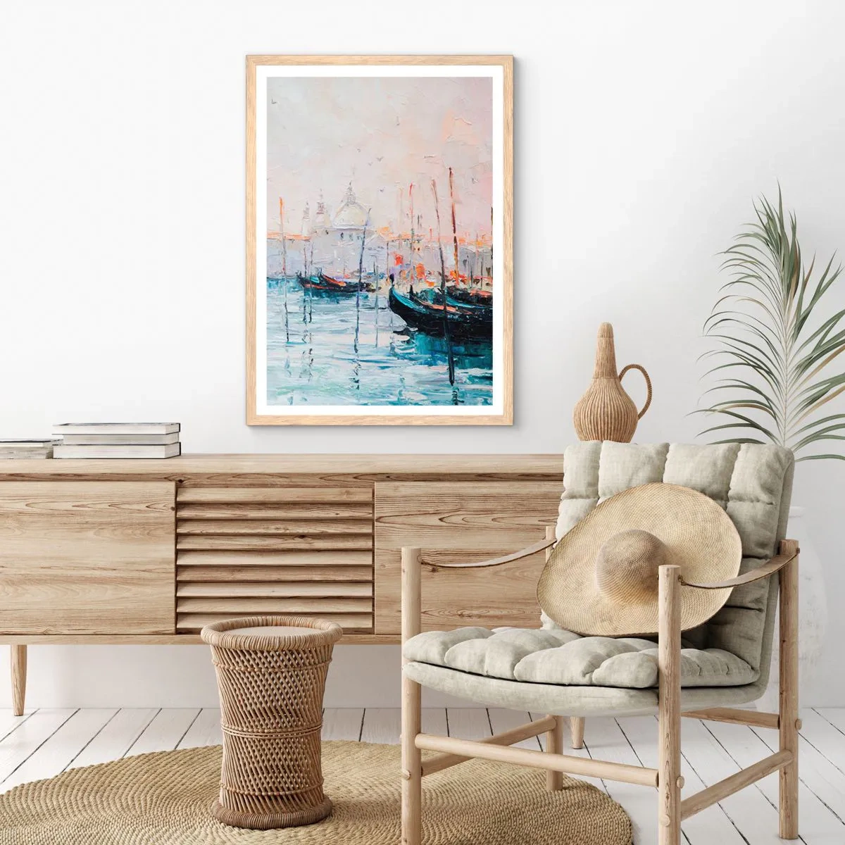 Een poster in een licht eiken lijst - Achter het water, achter de mist - 30x40 cm