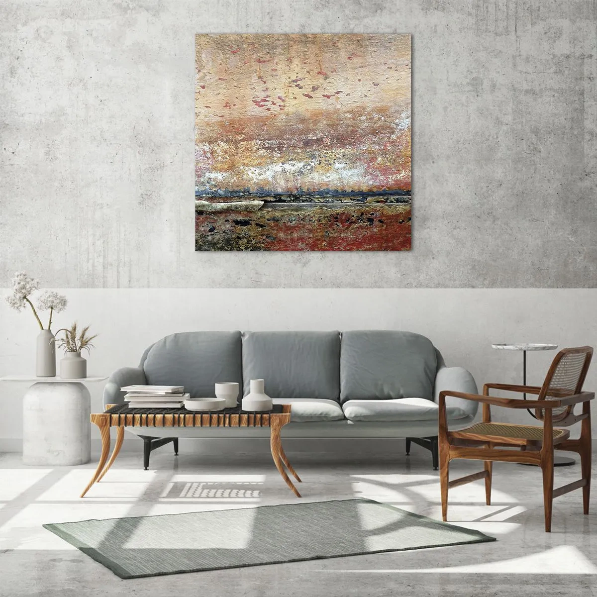 Schilderen op glas - Wellicht is het de zee - 70x70 cm
