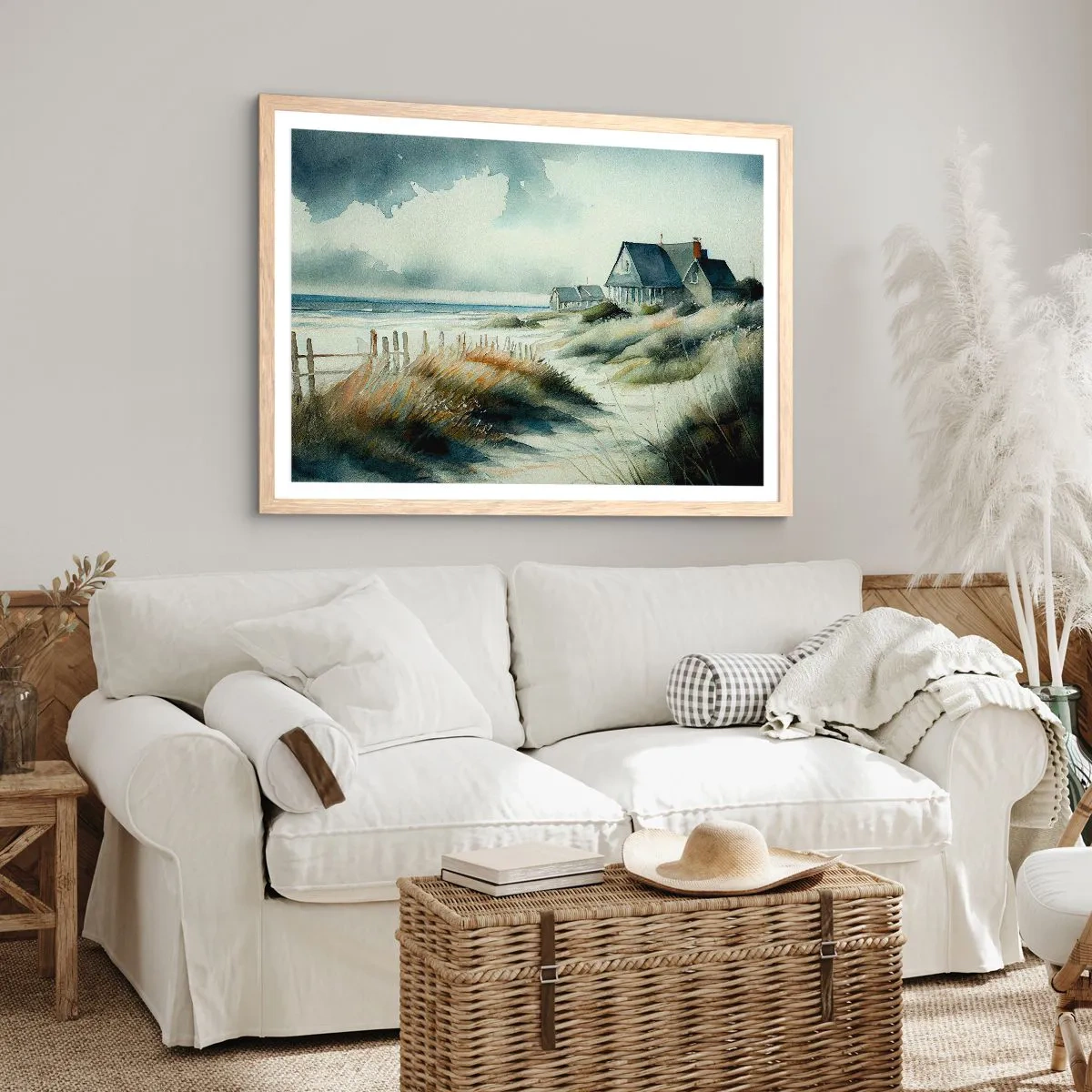 Een poster in een licht eiken lijst - Weg van de drukte - 50x40 cm