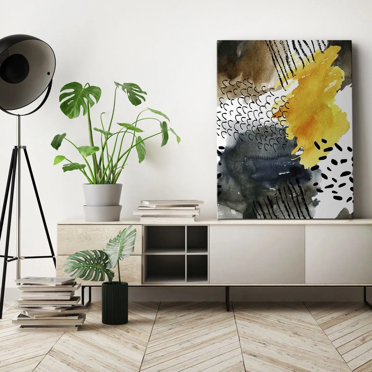 Schilderen op canvas - Een ontmoeting van de elementen - 80x120 cm