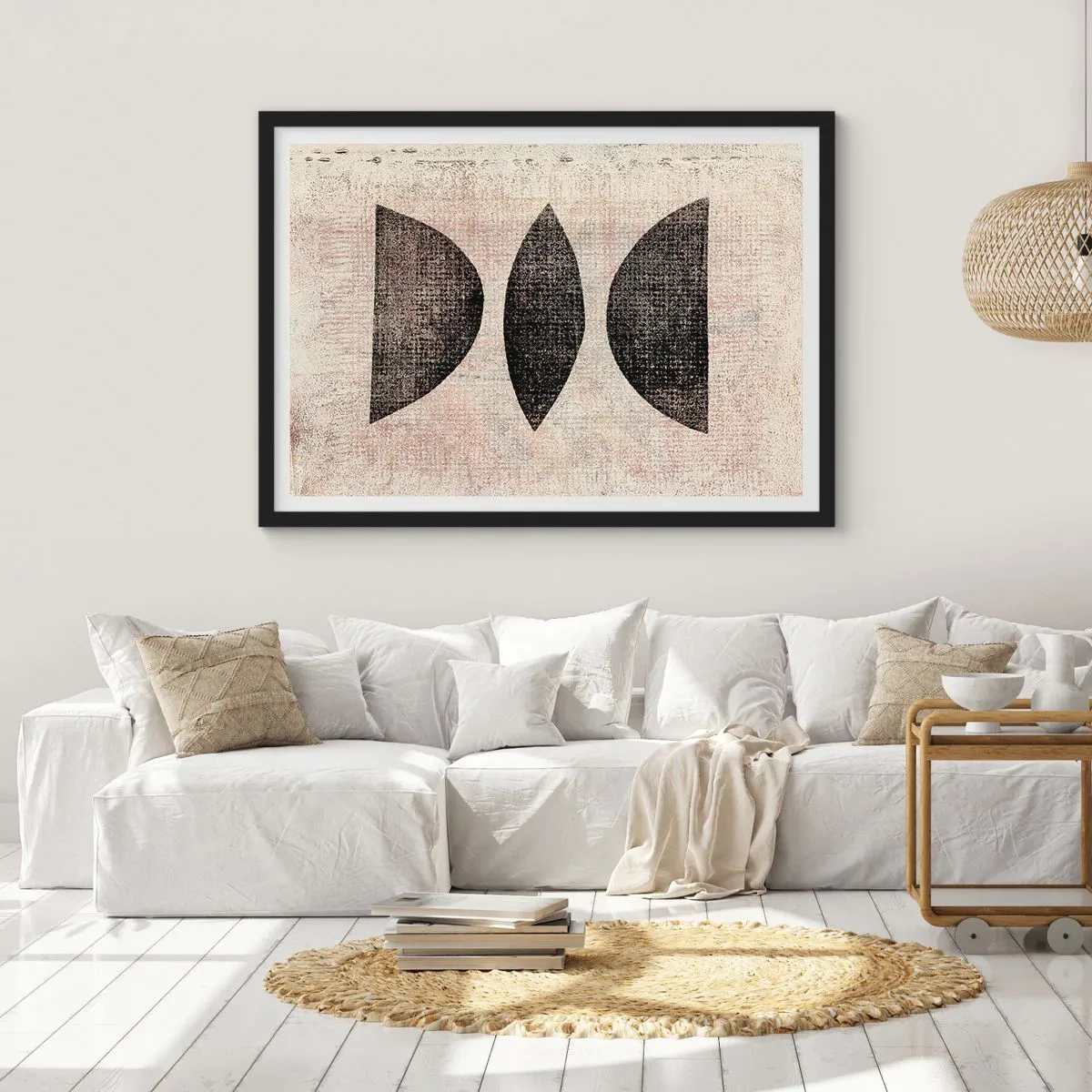 Poster in een zwarte lijst - etnische abstractie - 100x70 cm