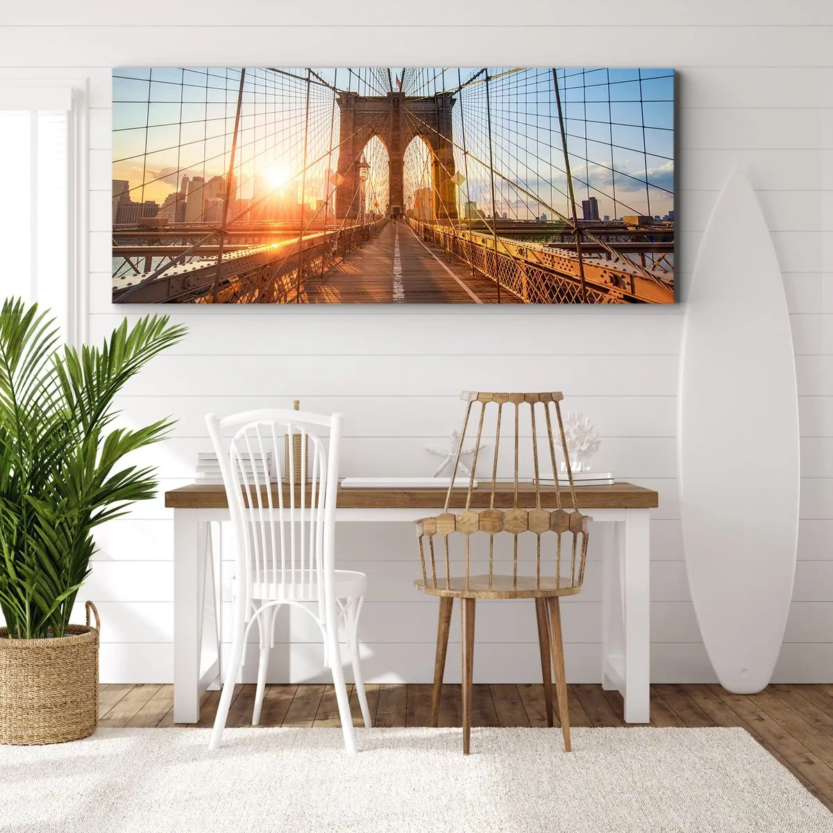 Schilderen op canvas - Op de gouden brug - 100x40 cm