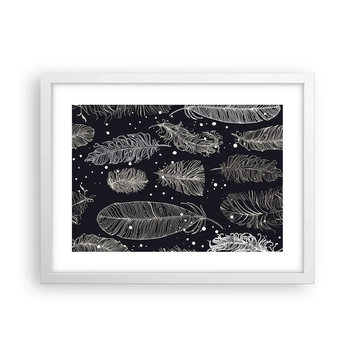 Poster in een witte lijst - Gevederde kant - 40x30 cm