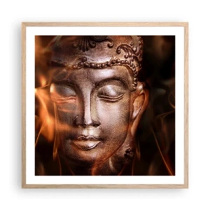 Een poster in een licht eiken lijst - Het bestaat alleen hier en nu - 60x60 cm