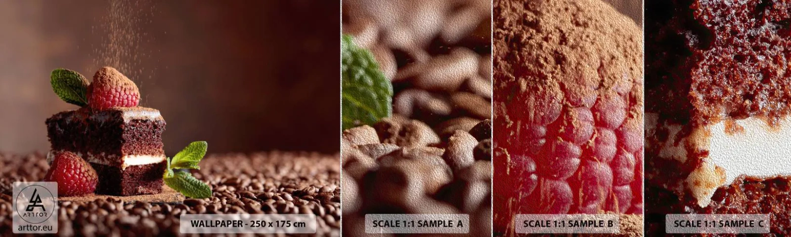 Fotobehang Monster Premium Sand - Het leven is zoet - Taart, Keuken, Gastronomie - 100x30 cm