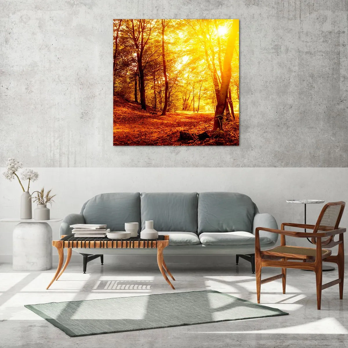 Schilderen op glas - Op weg naar de gouden open plek - 70x70 cm