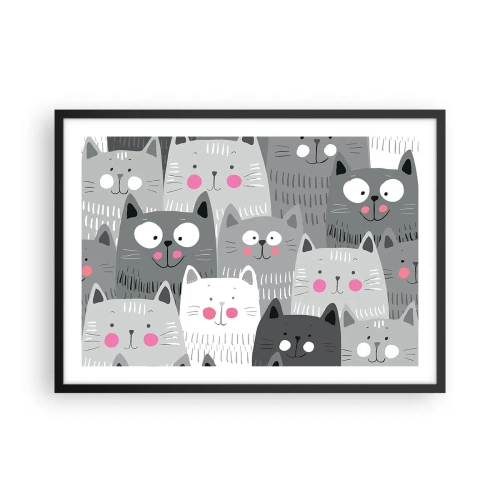 Poster in een zwarte lijst - De wereld van de kat - 70x50 cm