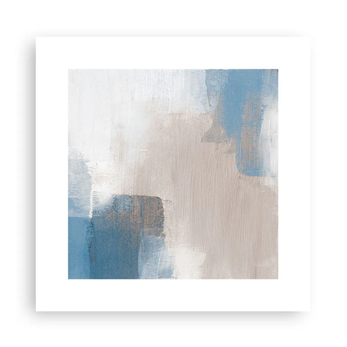 Poster - Roze abstractie achter een blauw gordijn - 30x30 cm