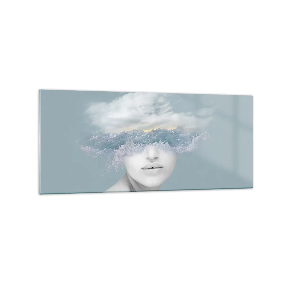 Schilderen op glas - Met hoofd in de wolken - 120x50 cm