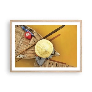 Een poster in een licht eiken lijst - Het leven op de Gele Rivier - 70x50 cm