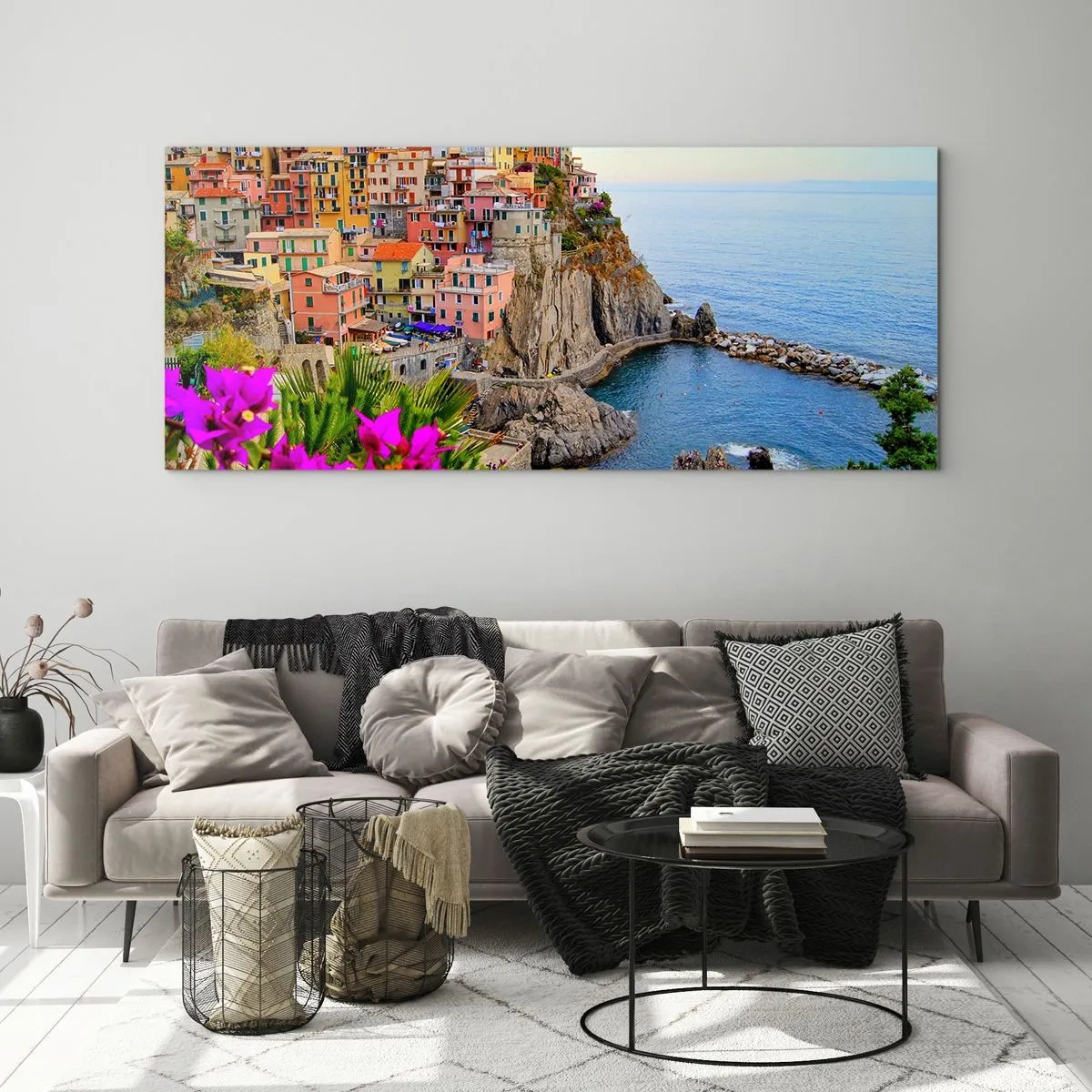 Schilderen op glas - Lachende stad - 100x40 cm