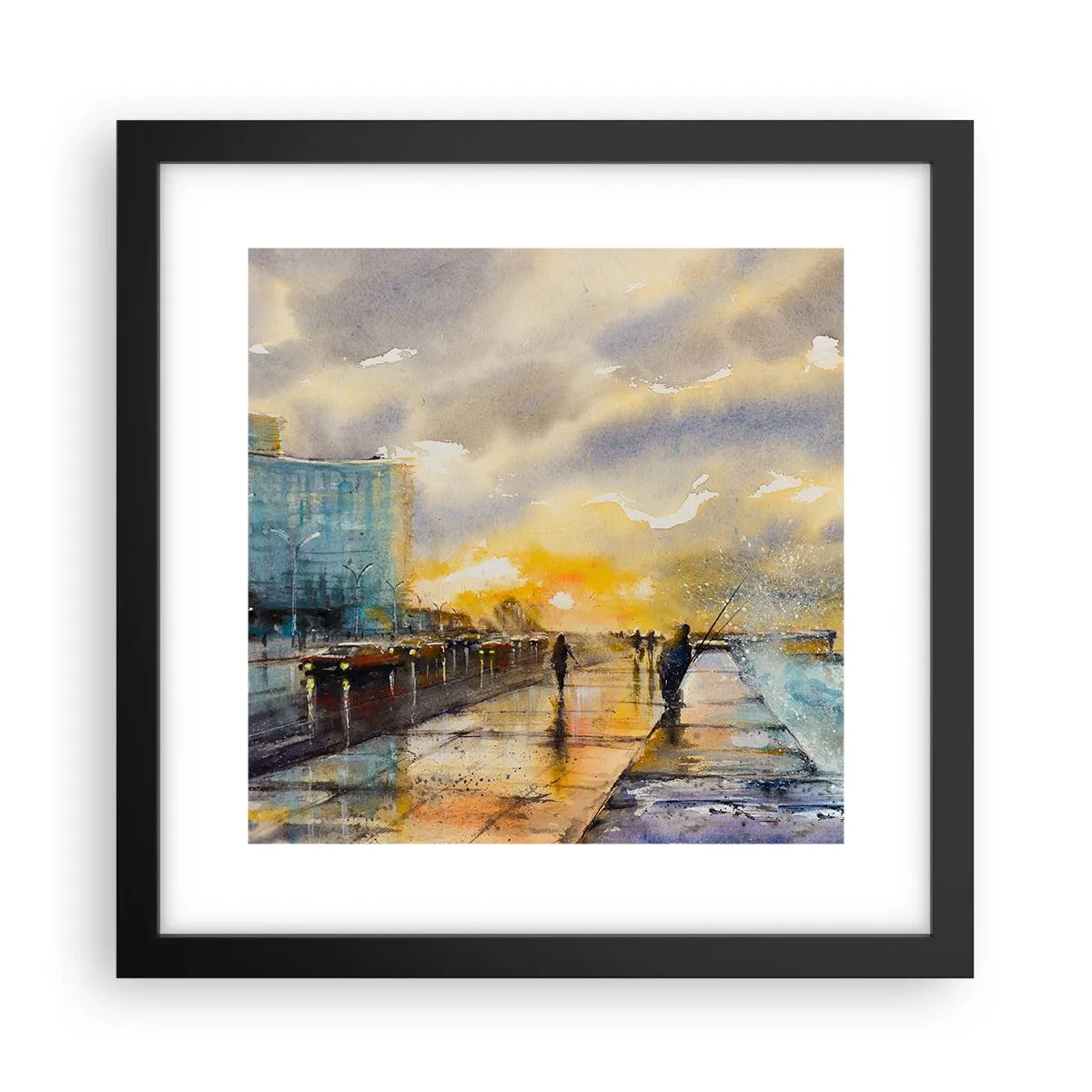 Poster in een zwarte lijst - Het leven aan de oever - 30x30 cm