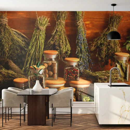 Fotobehang op maat Premium Sand - Keuken spreuken - Gastronomie, Gedroogde kruiden, Specerijen
