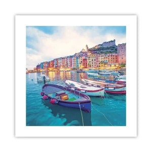 Poster - Kleurrijke avond in de haven - 40x40 cm