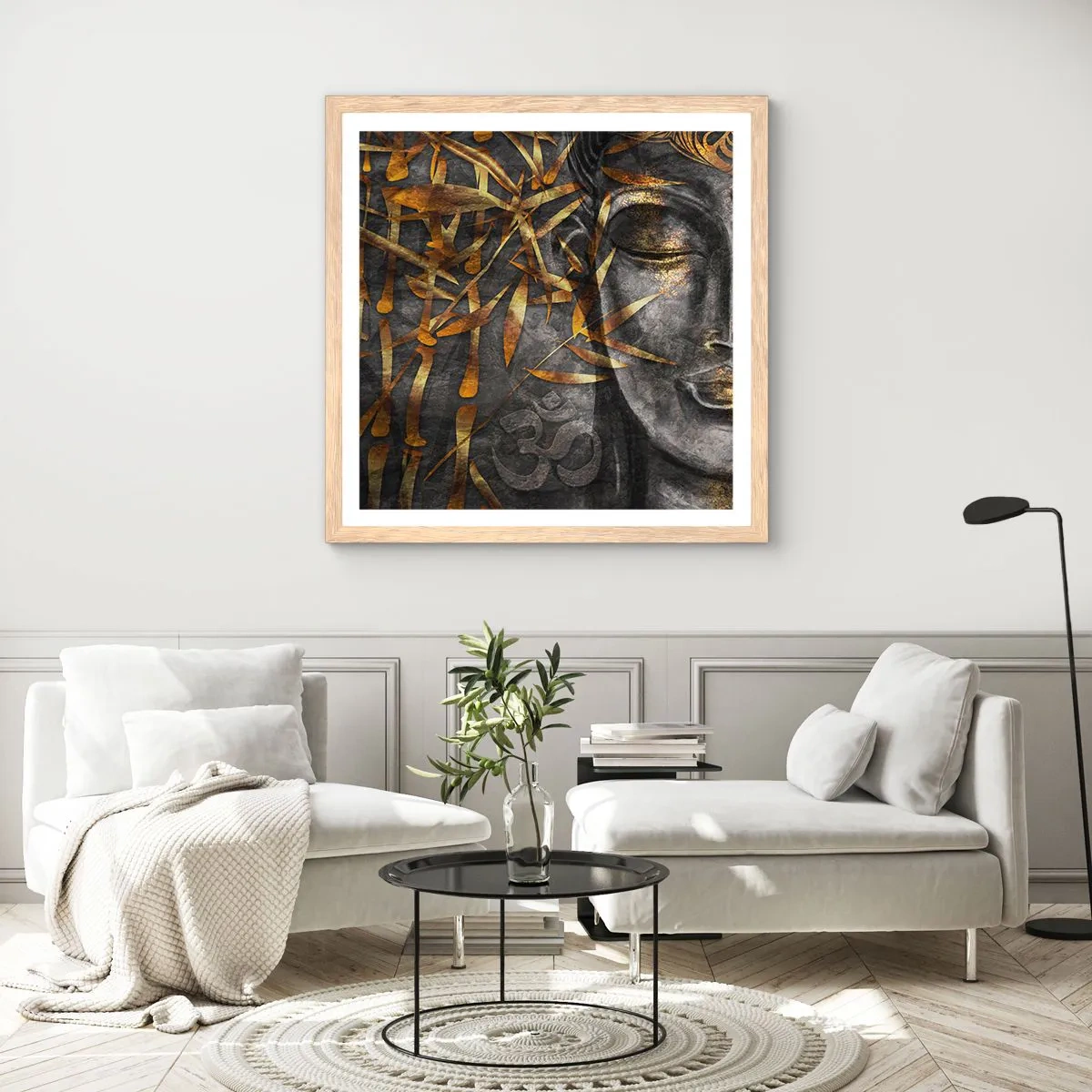 Een poster in een licht eiken lijst - Voel de rust - 30x30 cm