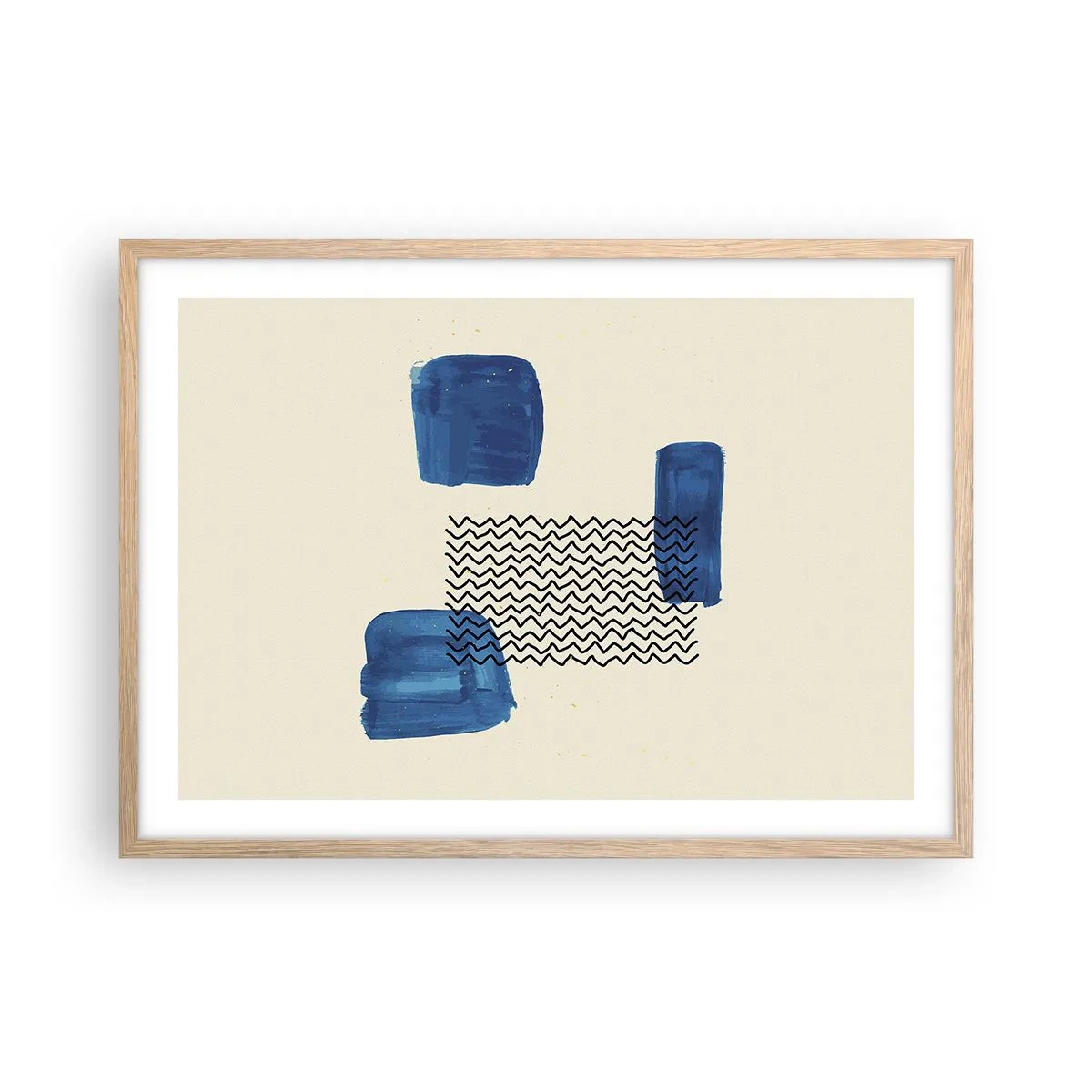 Een poster in een licht eiken lijst - Een abstract kwartet - 70x50 cm