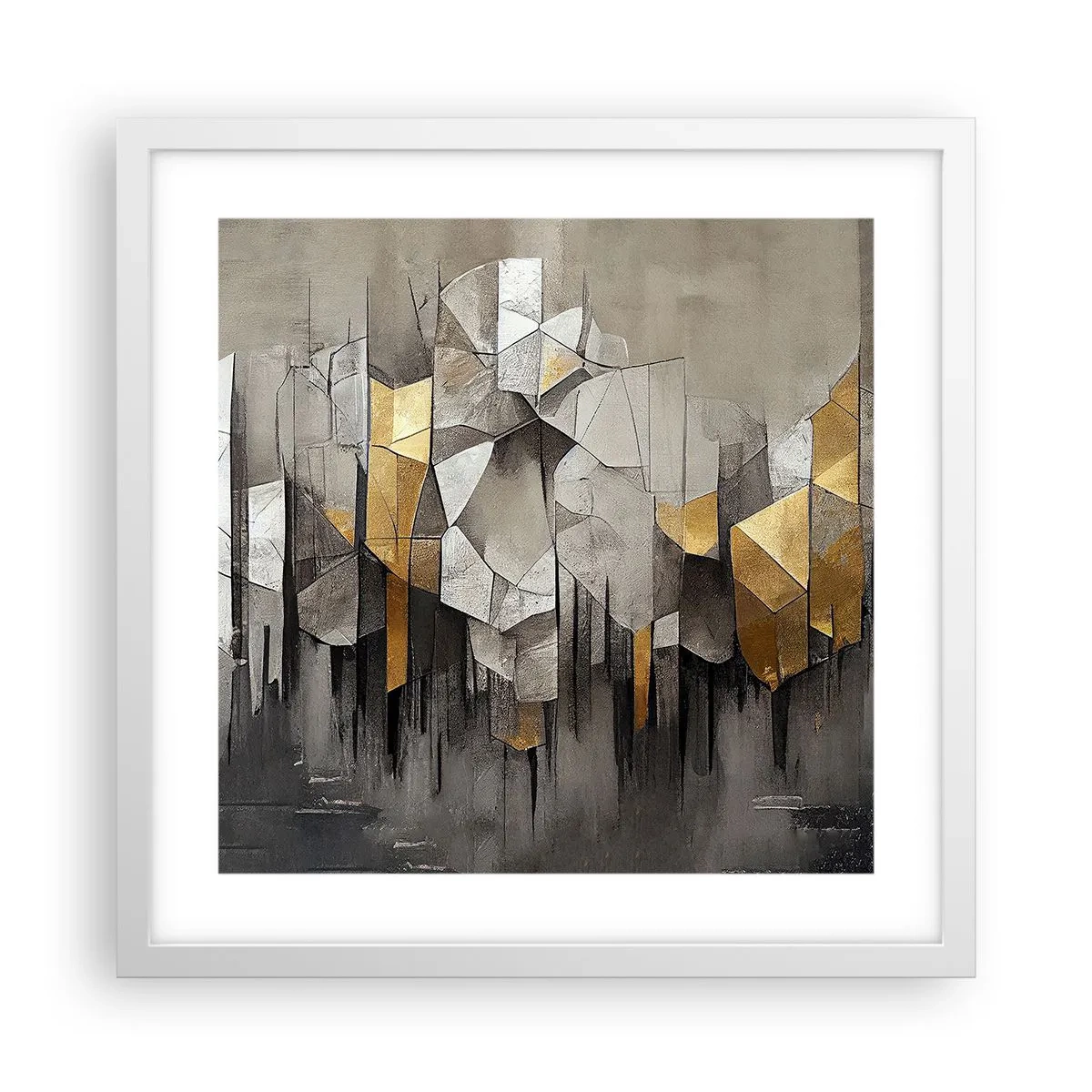 Poster in een witte lijst - Compositie van ijs en licht - 40x40 cm