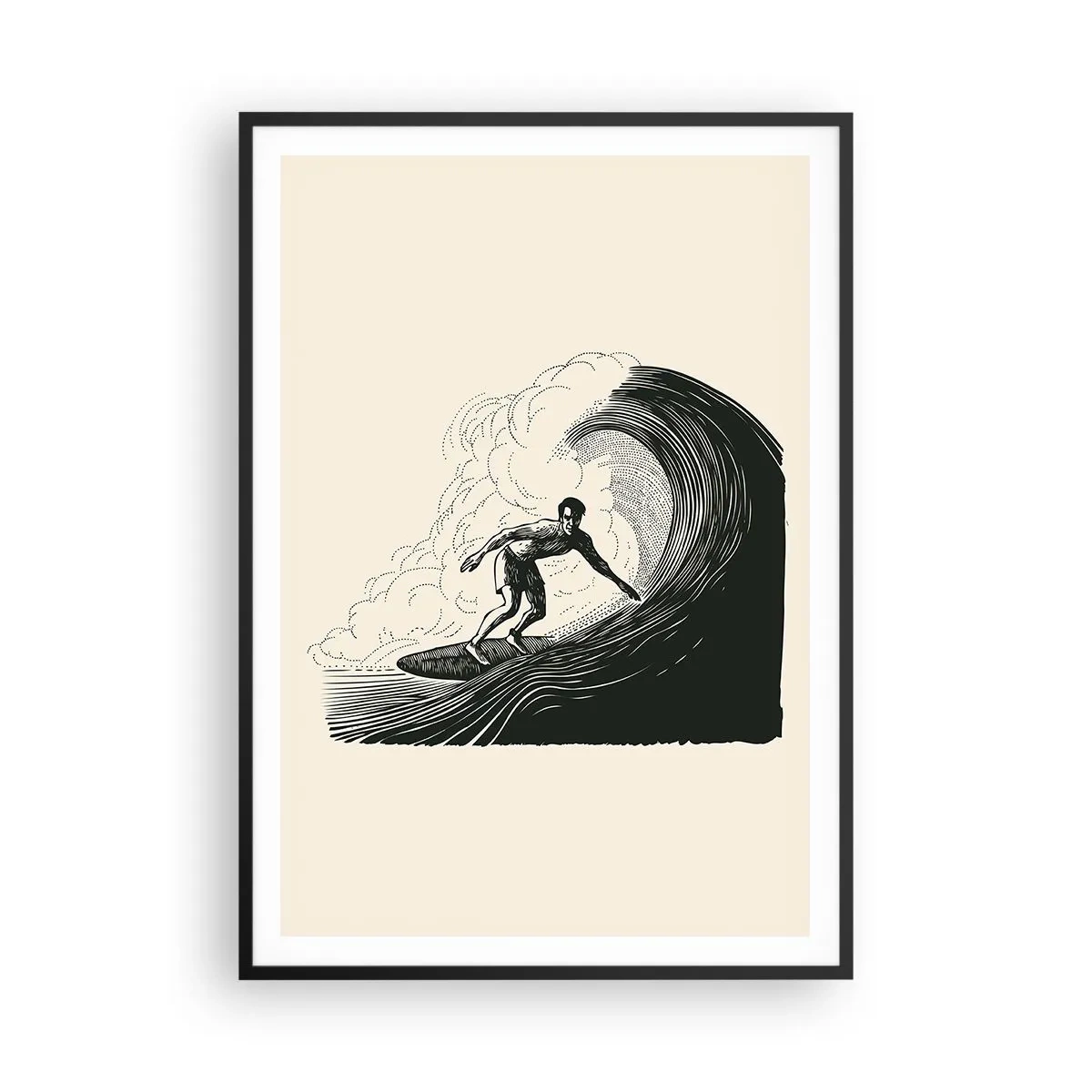 Poster in een zwarte lijst - Koning van de golf - 70x100 cm