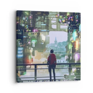 Schilderen op canvas - Twee werelden - 30x30 cm