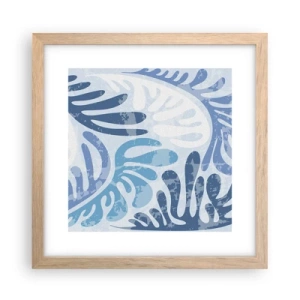 Een poster in een licht eiken lijst - Blauwe varens - 30x30 cm