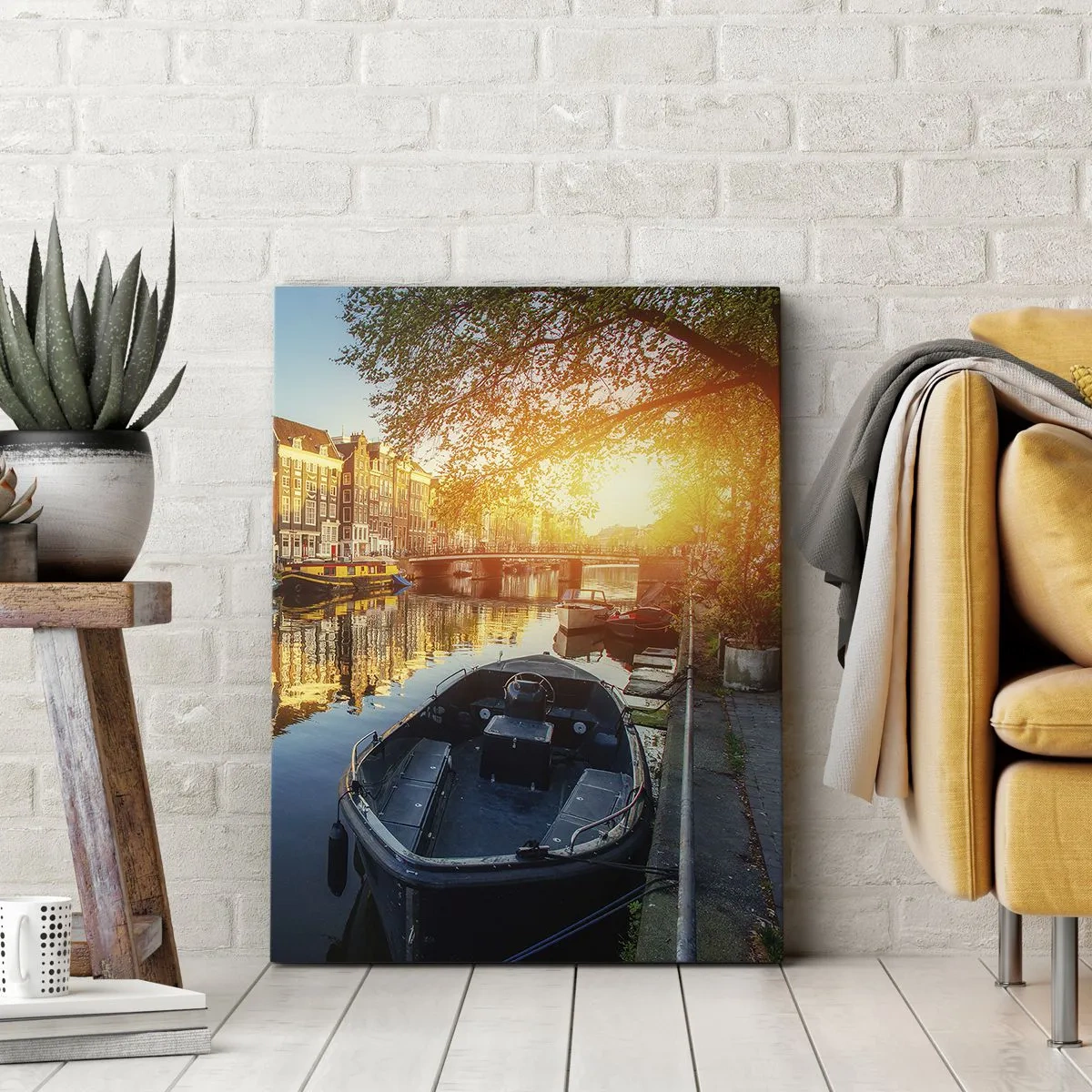 Schilderen op canvas - Ochtend in Amsterdam - 55x100 cm