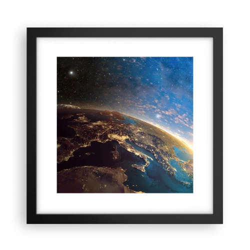 Poster in een zwarte lijst - Laten we eens van een afstand naar onszelf kijken - 30x30 cm