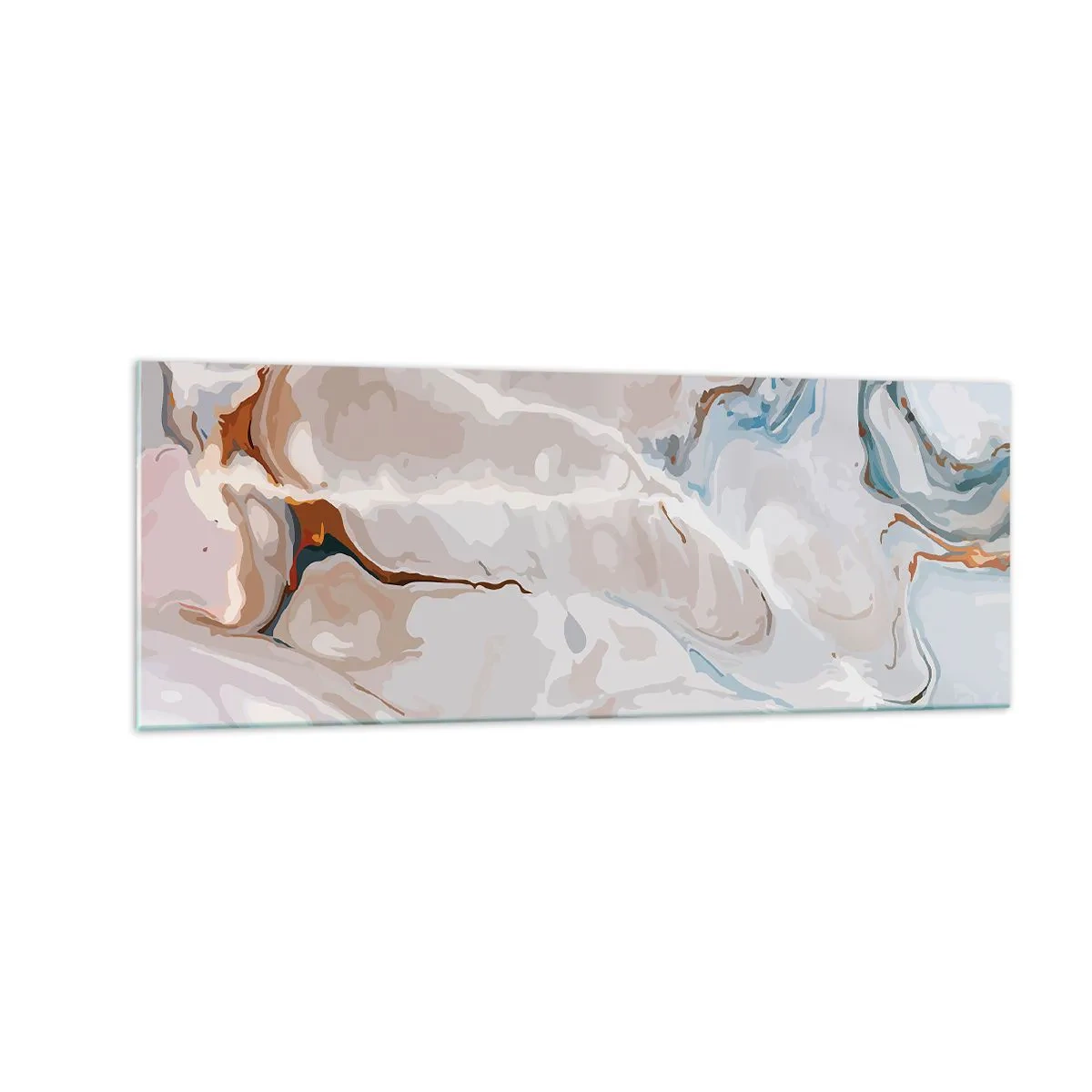 Schilderen op glas - Blauw kronkelt onder het wit - 140x50 cm