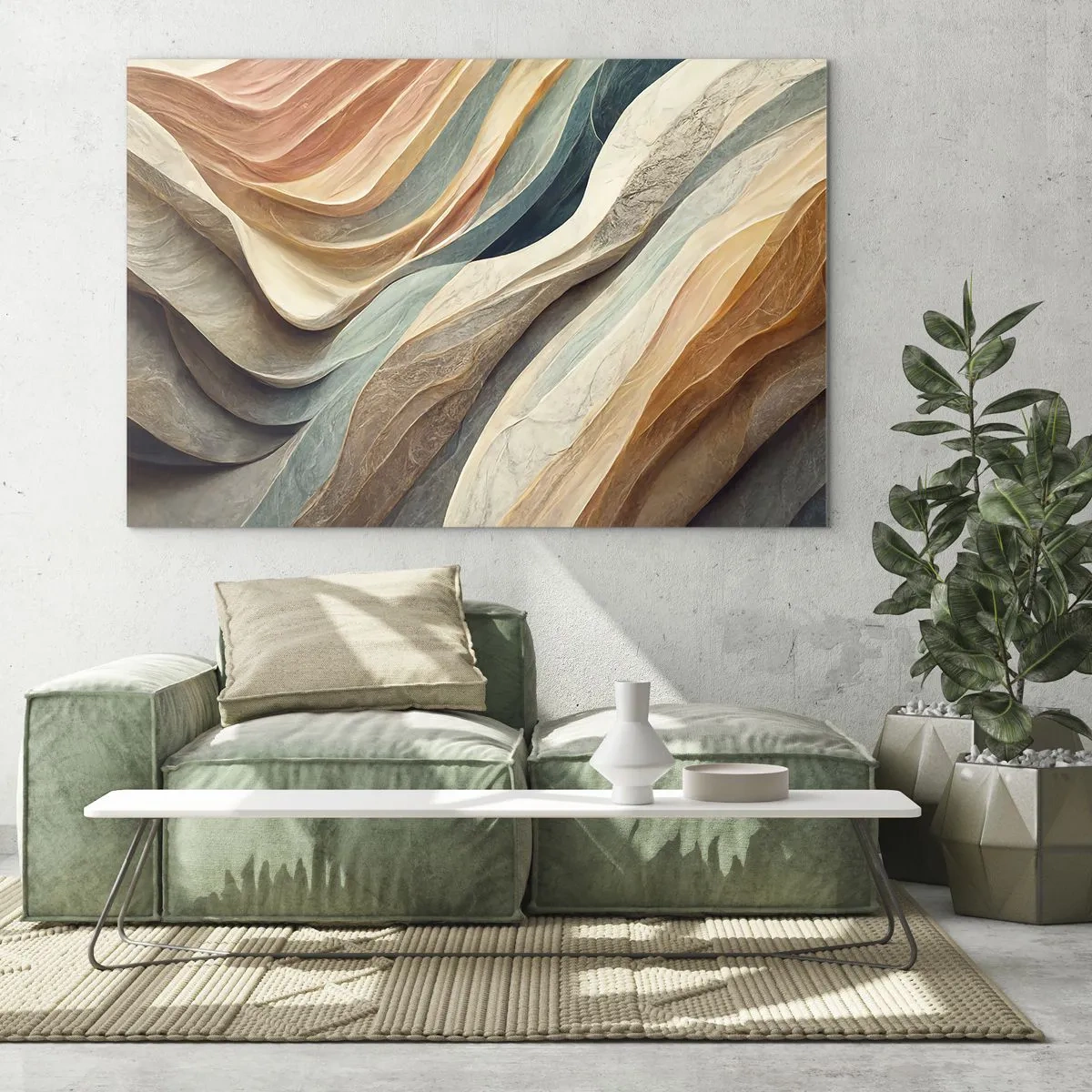 Schilderen op glas - Kleurrijke lagen die lijken op rots- en zandplooien - 70x50cm - Het moment vóór de verandering - Moderne wanddecoratie voor woonkamer en slaapkamer ARTTOR