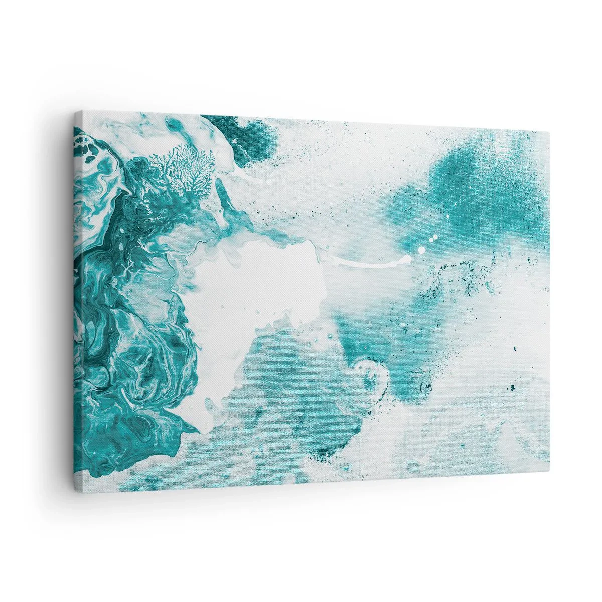 Schilderen op canvas - Abstractie in blauwtinten met delicate witte accenten - 70x50cm - Moerast van blauw - Moderne wanddecoratie voor woonkamer en slaapkamer ARTTOR