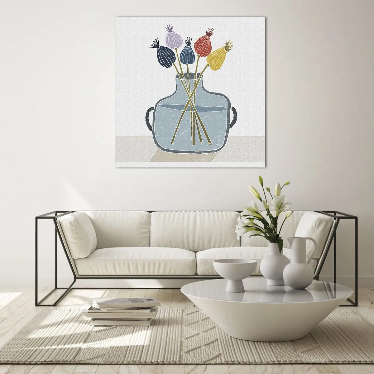 Schilderen op glas - Alsof hij met maanzaad heeft gezaaid - 60x60 cm