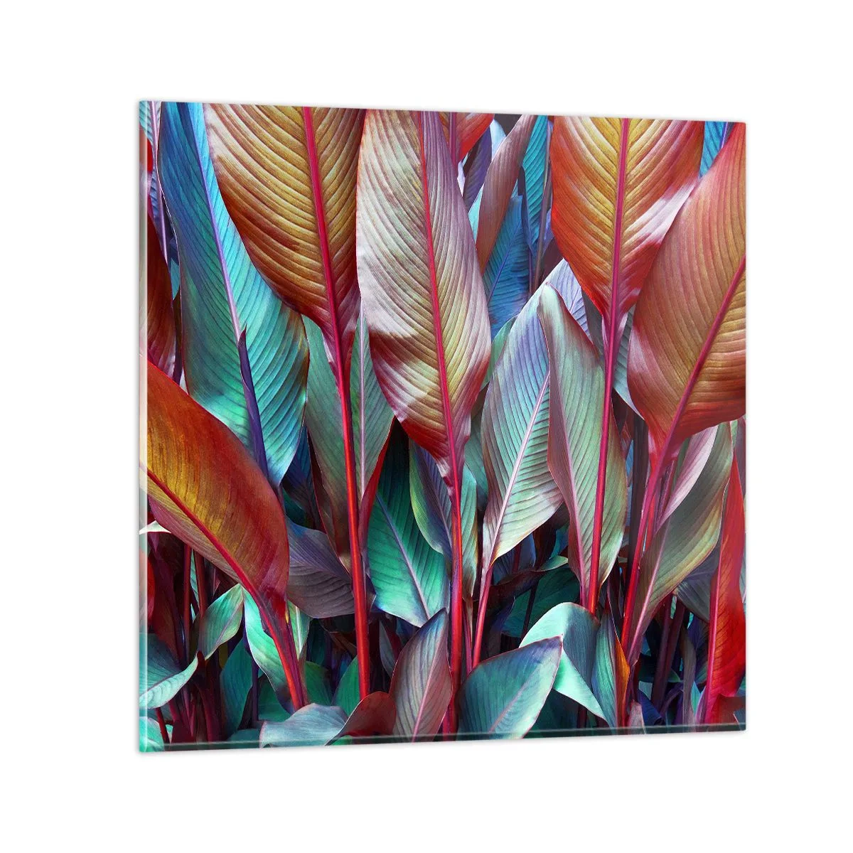 Schilderen op glas - Een kleurrijk struikgewas - 30x30 cm