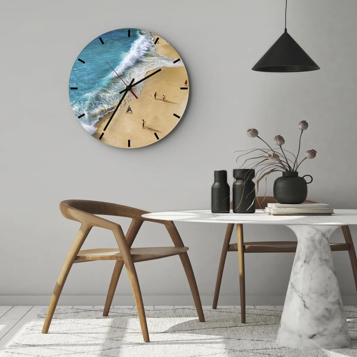 Wandklok - Klok - En dan de zon, het strand… - 40x40 cm